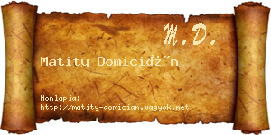 Matity Domicián névjegykártya